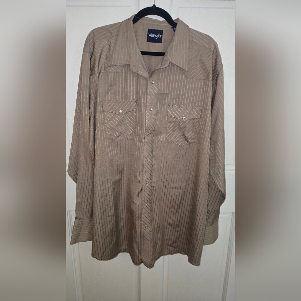 Wrangler Mens Sport Western Two Pocket Long Sleeve Snap Shirt